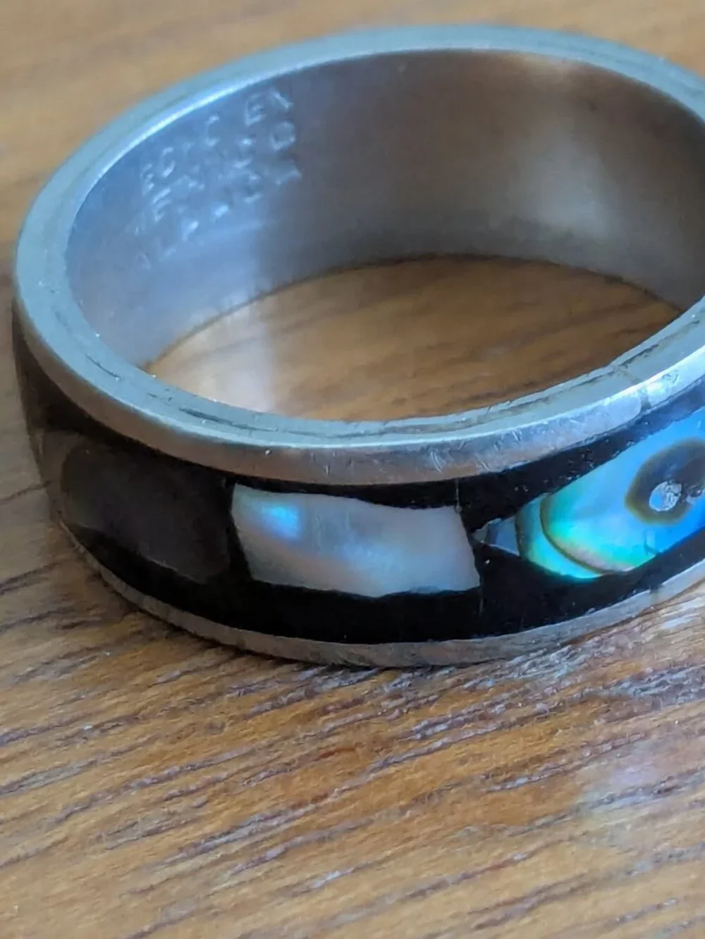 Vintage Mexican Alpaca Inlay Statement Ring Turquoise, Coral & Onyx Color Stones